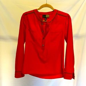 Red Blouse with grey trim